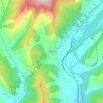 Mapa topográfico Aratorés, altitude, relevo