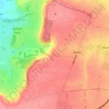 Mapa topográfico Londonthorpe, altitude, relevo