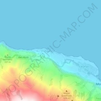 Mapa topográfico Fajãzinha, altitude, relevo