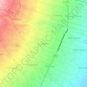 Mapa topográfico Sorogaten, altitude, relevo