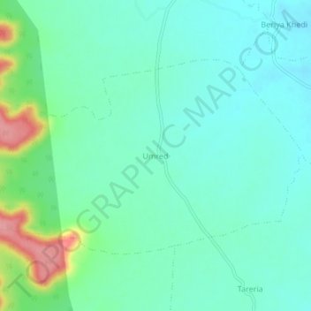 Mapa topográfico Umred, altitude, relevo