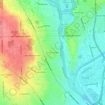 Mapa topográfico North Riverdale, altitude, relevo