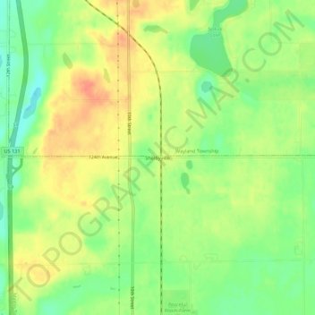 Mapa topográfico Shelbyville, altitude, relevo