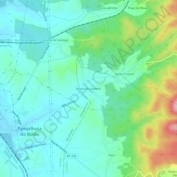Mapa topográfico Póvoa do Loureiro, altitude, relevo