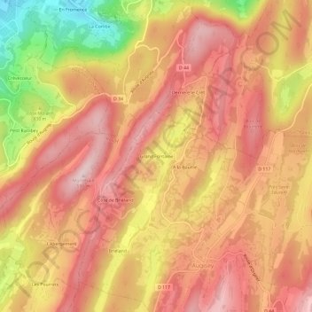 Mapa topográfico Grand Fontaine, altitude, relevo