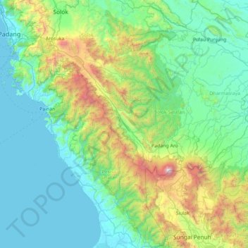Mapa topográfico Koto Parik Gadang Diateh, altitude, relevo