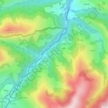 Mapa topográfico Ixtehotea, altitude, relevo