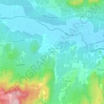 Mapa topográfico Combe, altitude, relevo