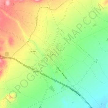 Mapa topográfico Casinos, altitude, relevo