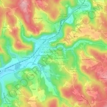 Mapa topográfico Pradinal, altitude, relevo