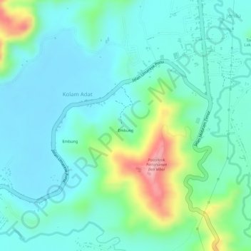 Mapa topográfico Embung, altitude, relevo
