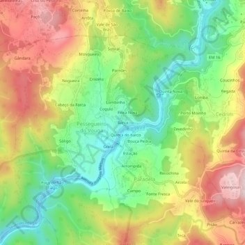 Mapa topográfico Barca, altitude, relevo