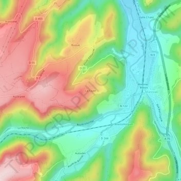 Mapa topográfico Le Fayet, altitude, relevo