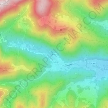 Mapa topográfico Birlen, altitude, relevo