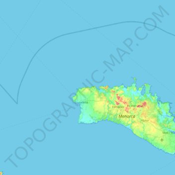 Mapa topográfico Minorca, altitude, relevo
