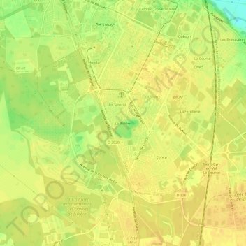 Mapa topográfico La Bolière, altitude, relevo