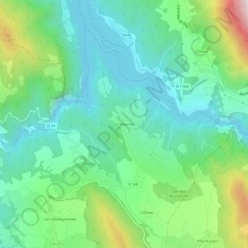 Mapa topográfico Le Villarnet, altitude, relevo
