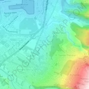 Mapa topográfico Saint-Laurent, altitude, relevo