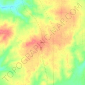 Mapa topográfico Everton, altitude, relevo