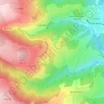 Mapa topográfico Montchovet, altitude, relevo