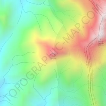 Mapa topográfico Pico do Cristal, altitude, relevo