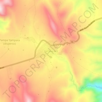 Mapa topográfico Yamparáez, altitude, relevo