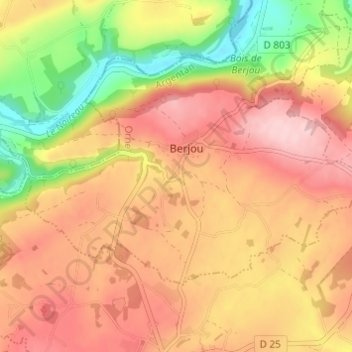 Mapa topográfico Les Cours, altitude, relevo