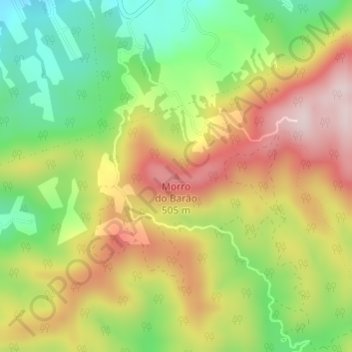 Mapa topográfico Morro do Barão, altitude, relevo