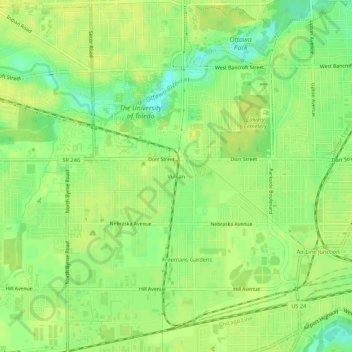 Mapa topográfico Vulcan, altitude, relevo