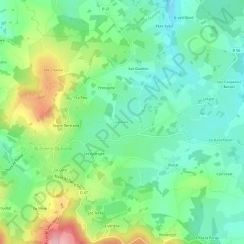 Mapa topográfico Le Frais, altitude, relevo