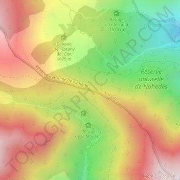 Mapa topográfico Col de Portus, altitude, relevo