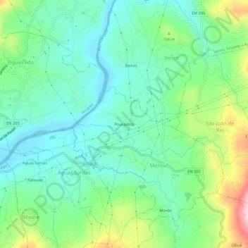 Mapa topográfico Pousadela, altitude, relevo