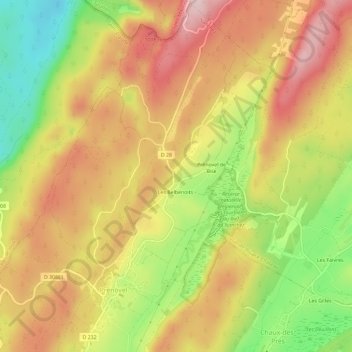 Mapa topográfico Les Belbenoits, altitude, relevo
