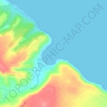 Mapa topográfico Moloaʻa Bay, altitude, relevo
