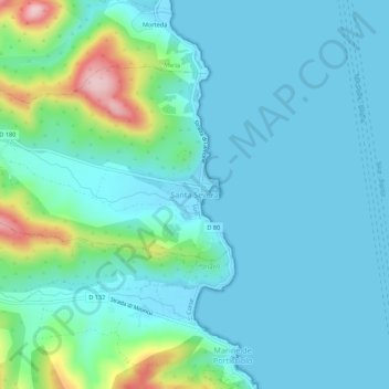 Mapa topográfico Santa Severa, altitude, relevo