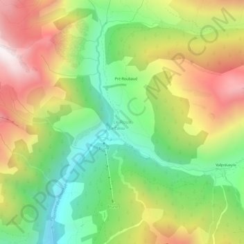 Mapa topográfico Le Roux, altitude, relevo