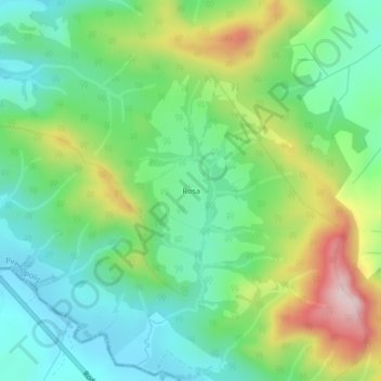 Mapa topográfico Rosa, altitude, relevo