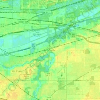 Mapa topográfico Lake Station, altitude, relevo