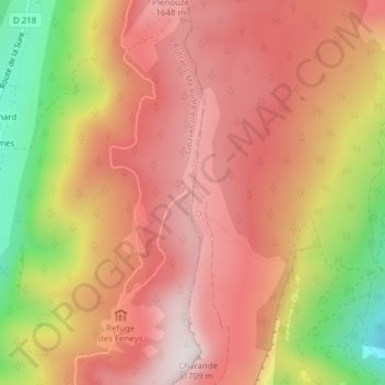 Mapa topográfico La Molière, altitude, relevo