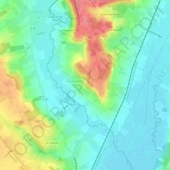 Mapa topográfico Le Chaudron, altitude, relevo
