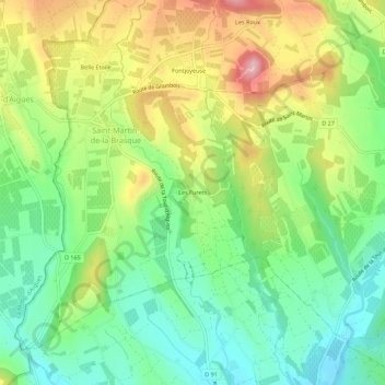 Mapa topográfico Les Furets, altitude, relevo