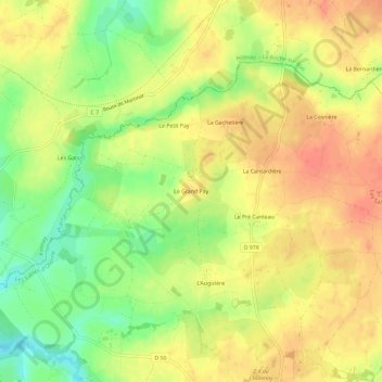 Mapa topográfico Le Grand Pay, altitude, relevo