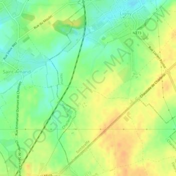Mapa topográfico Tourne-en-Pierre, altitude, relevo