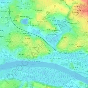 Mapa topográfico Bouillon, altitude, relevo