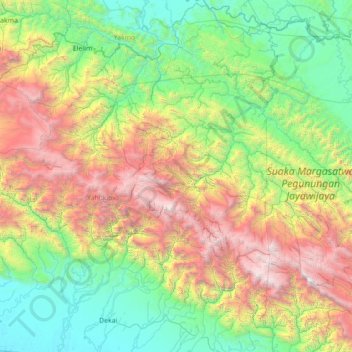 Mapa topográfico Distrik Kona, altitude, relevo