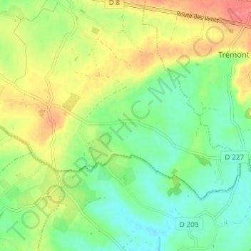 Mapa topográfico Les Osiers, altitude, relevo