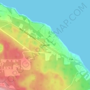 Mapa topográfico Bowser, altitude, relevo