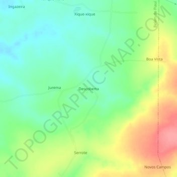 Mapa topográfico Descoberta, altitude, relevo