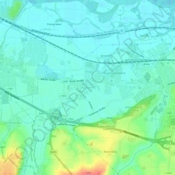 Mapa topográfico Kristein, altitude, relevo