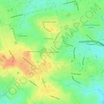 Mapa topográfico Hammond Hills, altitude, relevo